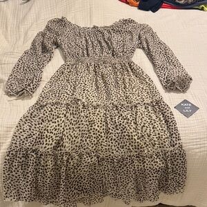 Kate & Lily Women's Long Sleeve Leopard Print Dress